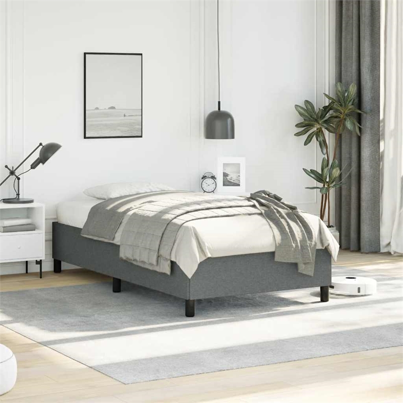 vidaXL Engineered Wood Twin Bed Frame in Dark Gray