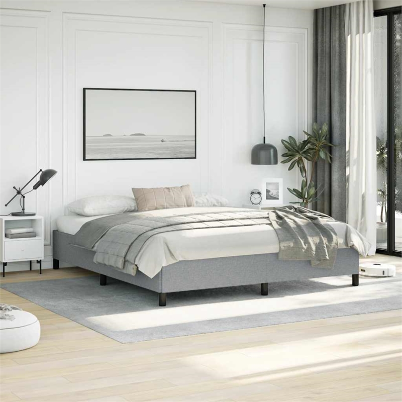 vidaXL Engineered Wood California King Bed Frame in Light Gray