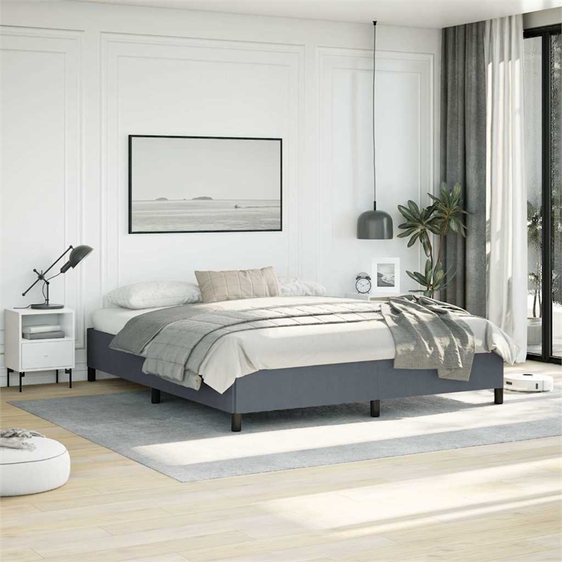 vidaXL Engineered Wood California King Bed Frame in Dark Gray