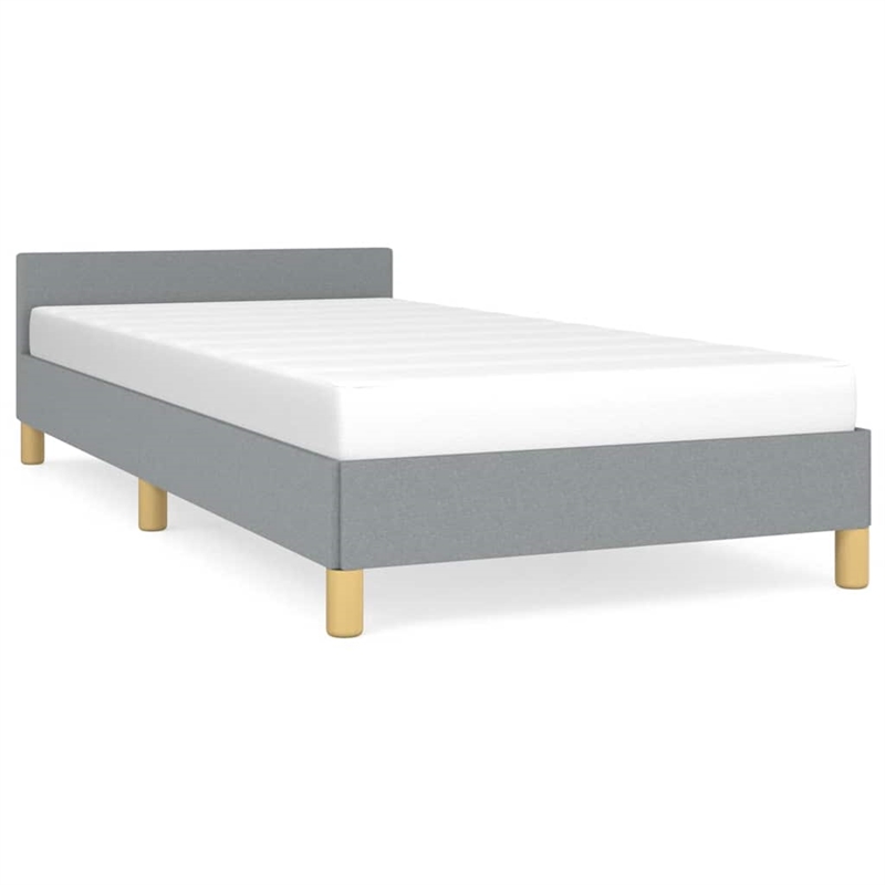 vidaXL Twin XL Engineered Wood Bed Frame with Headboard in Light Grey