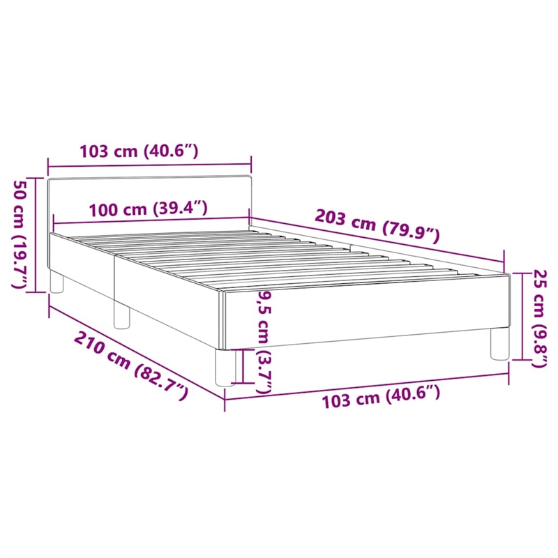 vidaXL Twin XL Engineered Wood Bed Frame with Headboard in Light Grey