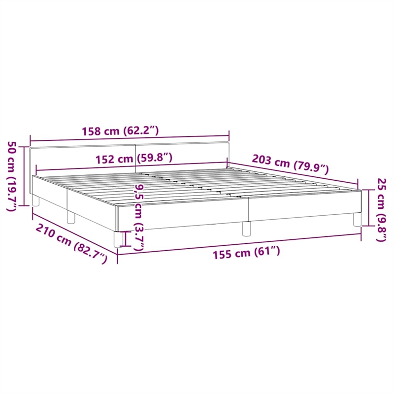 vidaXL Queen Engineered Wood Bed Frame with Headboard in Light Grey