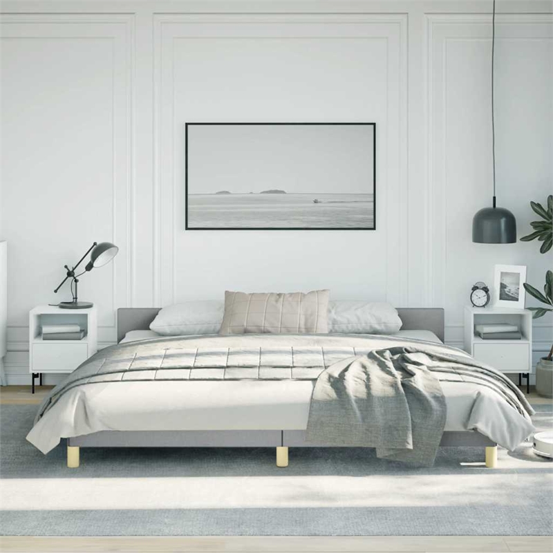 vidaXL California King With Headboard Bed Frame in Light Gray