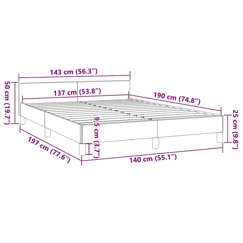 vidaXL Full with Headboard Bed Frame in Light Gray