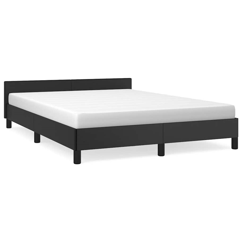 vidaXL Engineered Wood Faux Leather Queen Bed Frame in Black