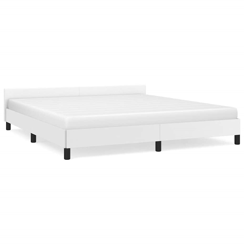 vidaXL Engineered Wood King Bed Frame With Headboard in White