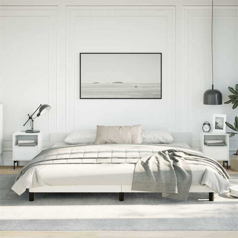 vidaXL Engineered Wood King Bed Frame With Headboard in White
