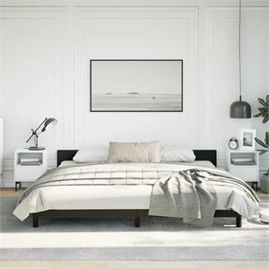 vidaXL Engineered Wood Faux Leather California King Bed Frame in Black