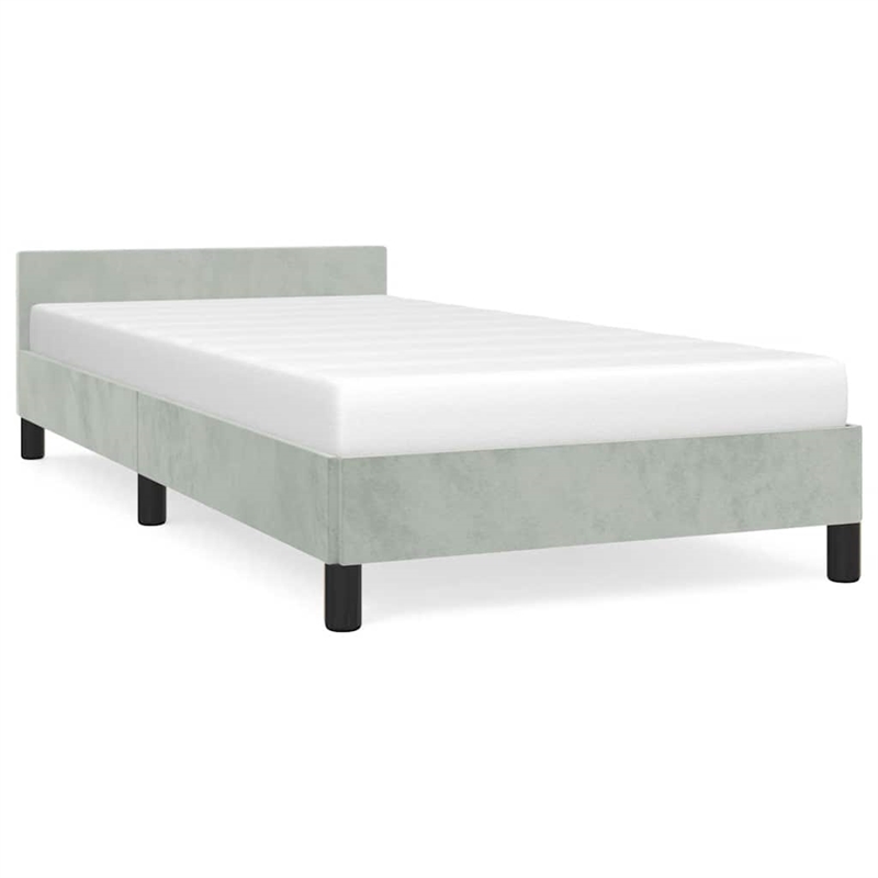 vidaXL Twin with Headboard Bed Frame in Light Gray