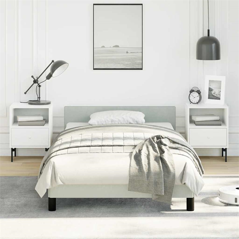 vidaXL Twin with Headboard Bed Frame in Light Gray