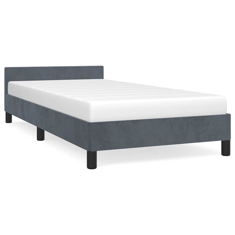 vidaXL Engineered Wood Twin Bed Frame with Headboard in Dark Gray