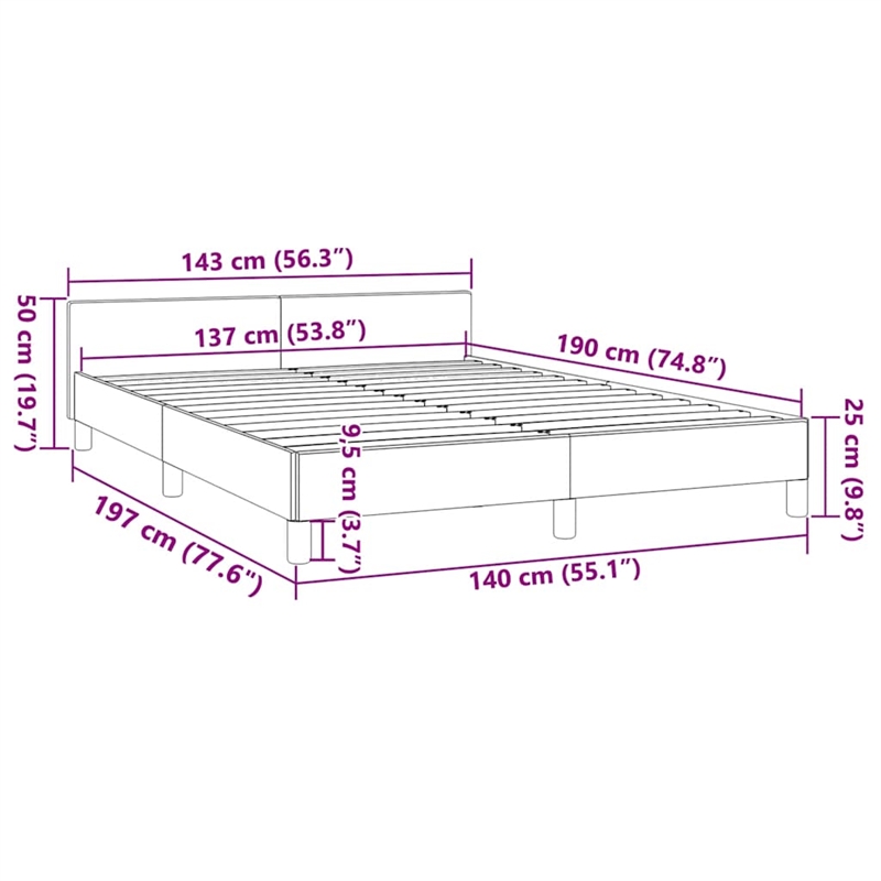 vidaXL Full with Headboard Bed Frame in Light Gray
