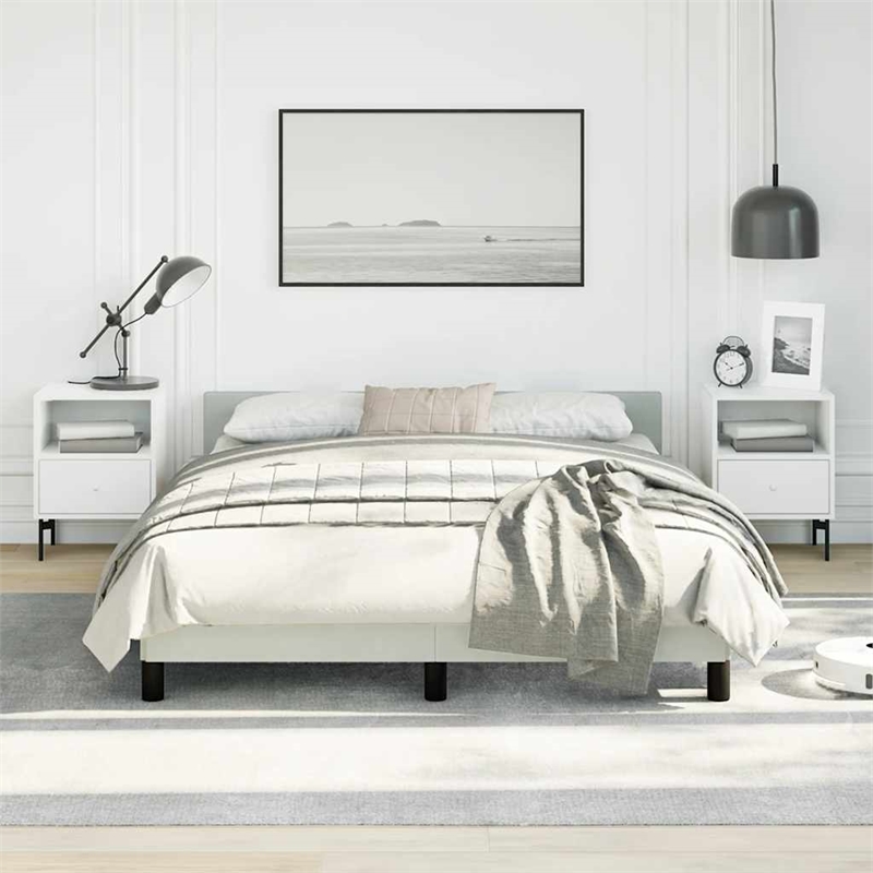 vidaXL Full with Headboard Bed Frame in Light Gray