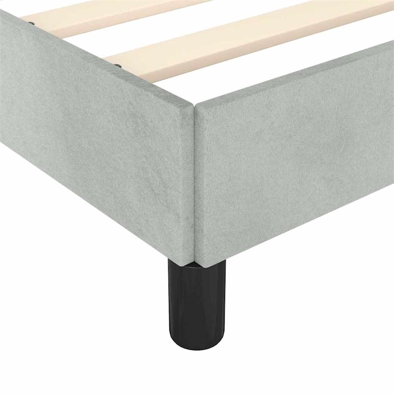 vidaXL Queen Velvet Bed Frame with Headboard in Light Grey
