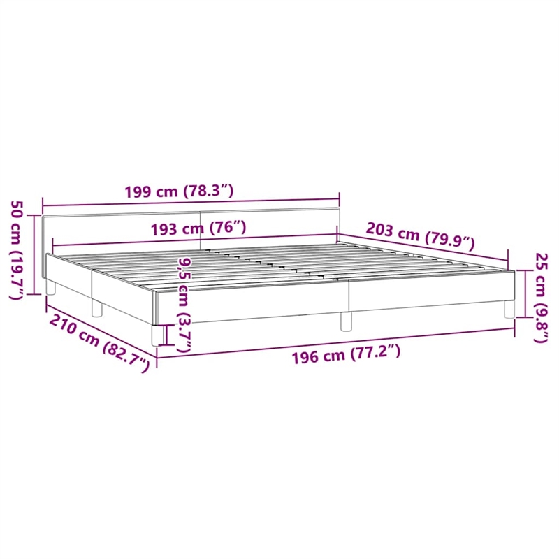 vidaXL King Bed Frame With Headboard in Light Gray