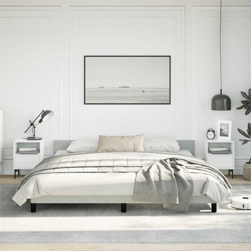 vidaXL King Bed Frame With Headboard in Light Gray