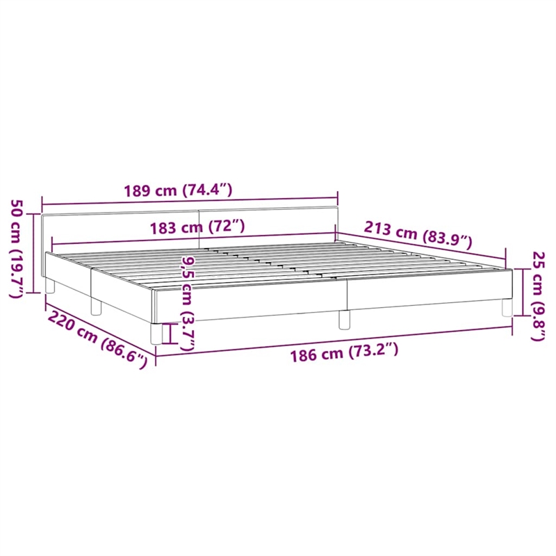 vidaXL Engineered Wood California King Bed Frame with Headboard in Dark Gray