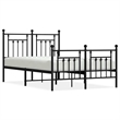 vidaXL Rectangular Powder-Coated Steel Full Bed Frame in Black