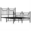 vidaXL Rectangular Powder-Coated Steel Full Bed Frame in Black