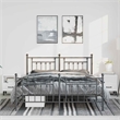 vidaXL Rectangular Powder-Coated Steel Full Bed Frame in Black