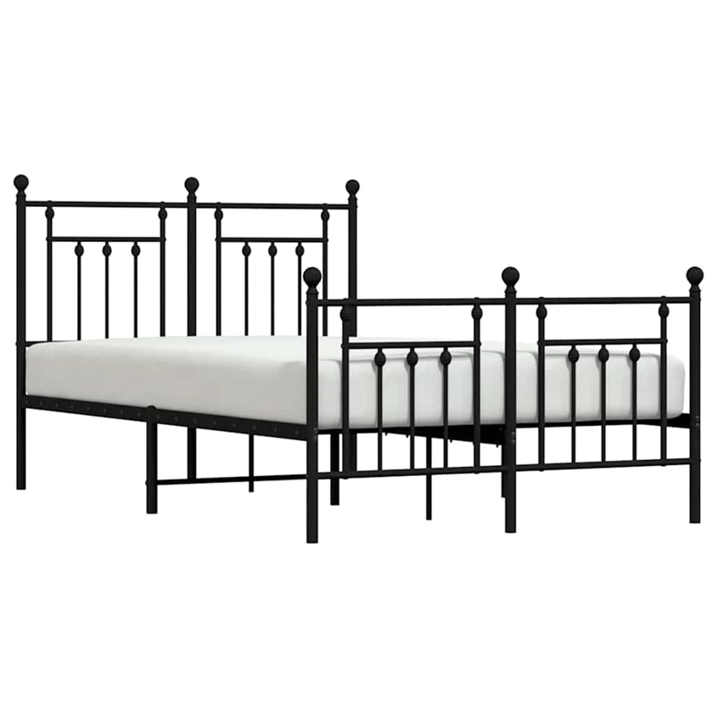 vidaXL Rectangular Powder-Coated Steel Full Bed Frame in Black
