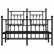 vidaXL Rectangular Powder-Coated Steel Full Bed Frame in Black