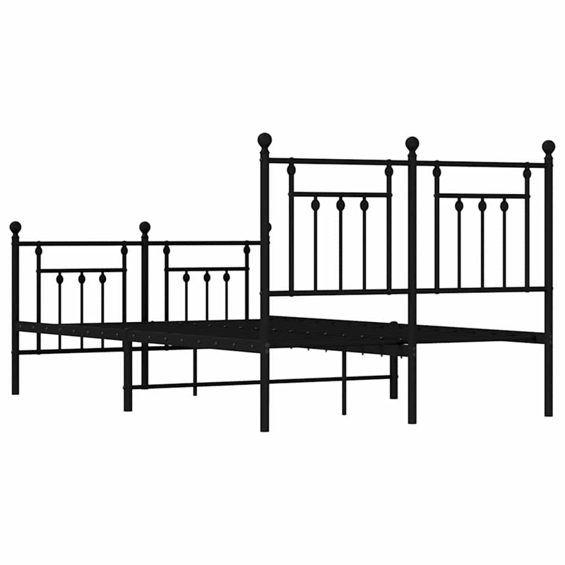 vidaXL Rectangular Powder-Coated Steel Full Bed Frame in Black