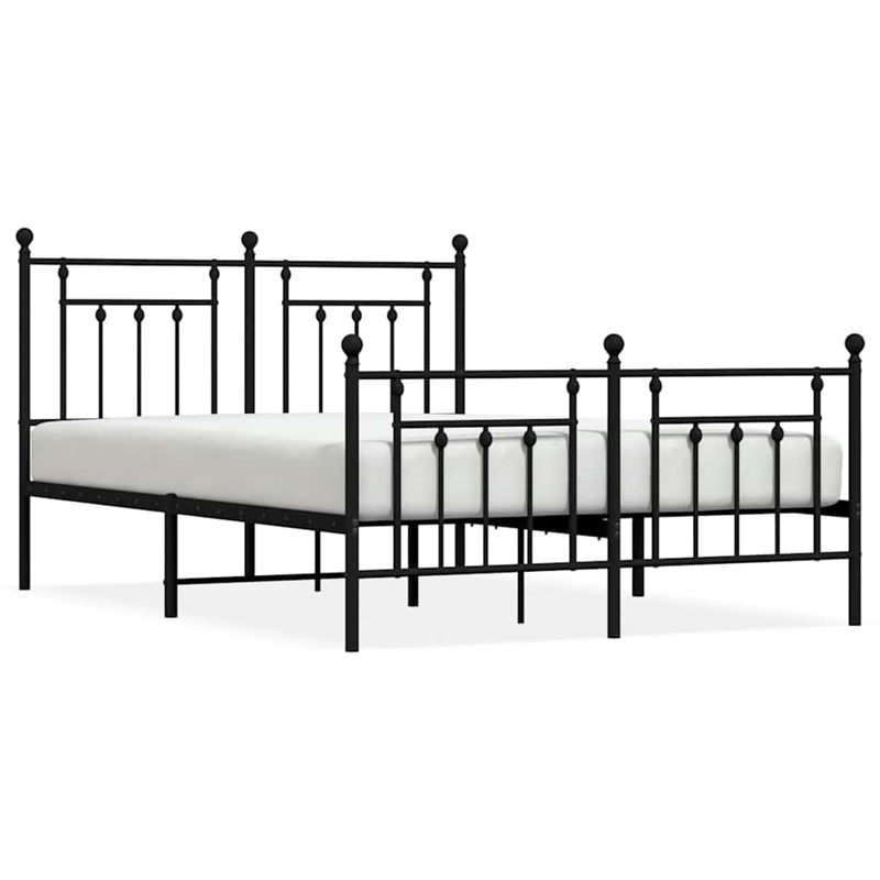 vidaXL Powder-Coated Steel King Bed Frame in Black