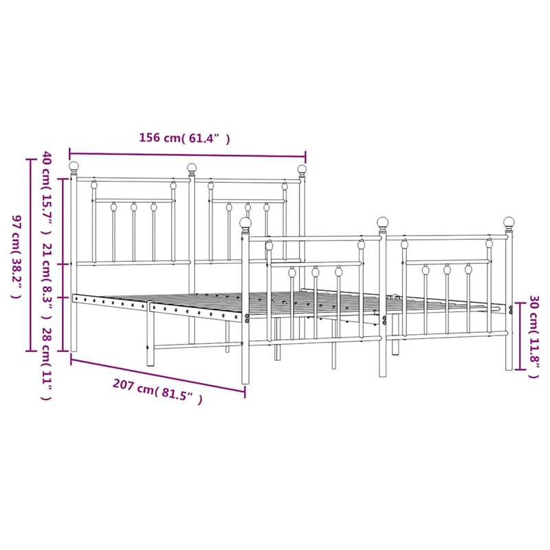 vidaXL Powder-Coated Steel King Bed Frame in Black