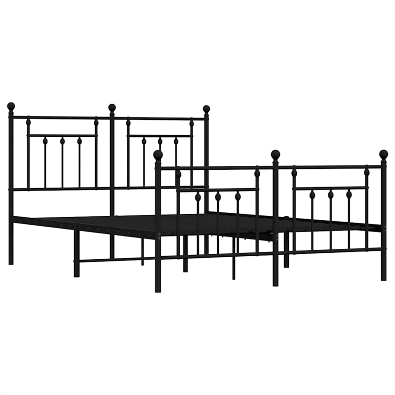 vidaXL Powder-Coated Steel King Bed Frame in Black
