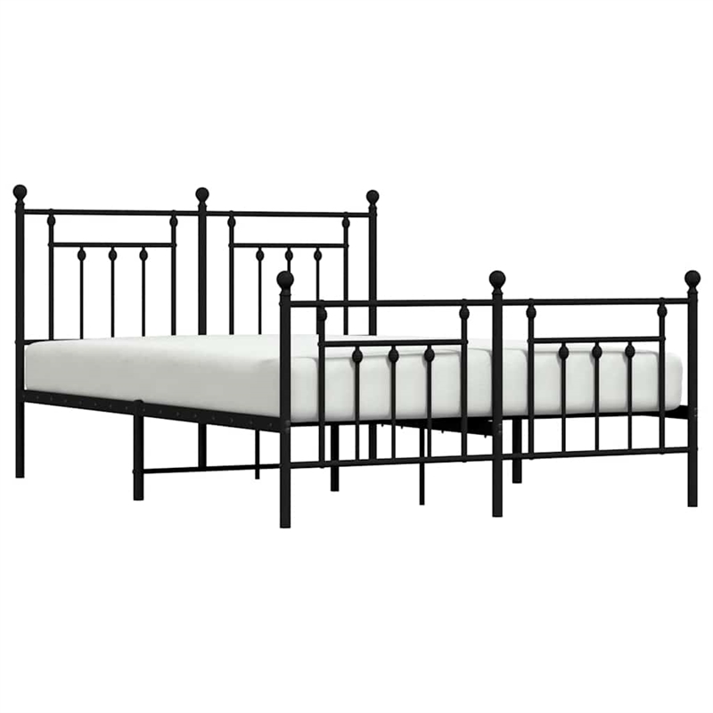 vidaXL Powder-Coated Steel King Bed Frame in Black