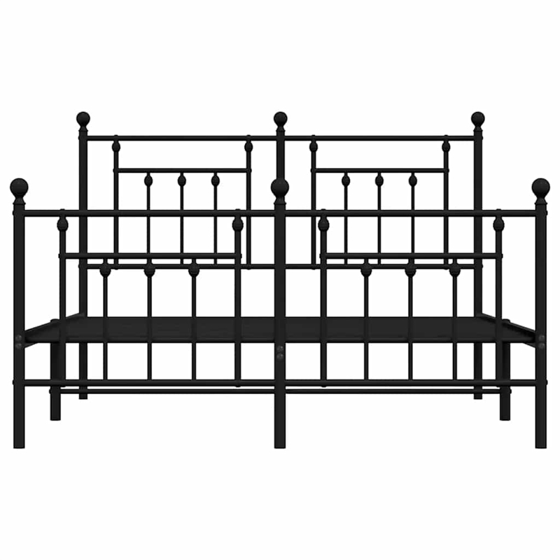 vidaXL Powder-Coated Steel King Bed Frame in Black