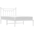 vidaXL Rectangular Powder-Coated Steel Twin Bed Frame in White
