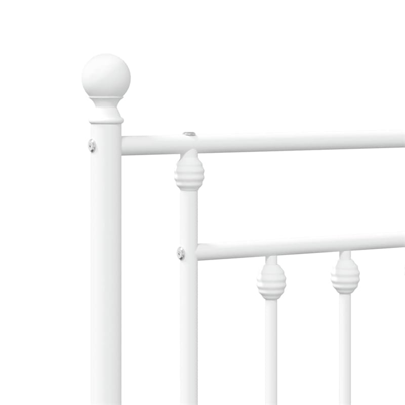 vidaXL Rectangular Powder-Coated Steel Twin Bed Frame in White