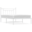 vidaXL Powder-Coated Steel Single Bed Frame in White
