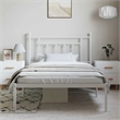 vidaXL Powder-Coated Steel Single Bed Frame in White