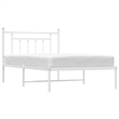 vidaXL Powder-Coated Steel Single Bed Frame in White