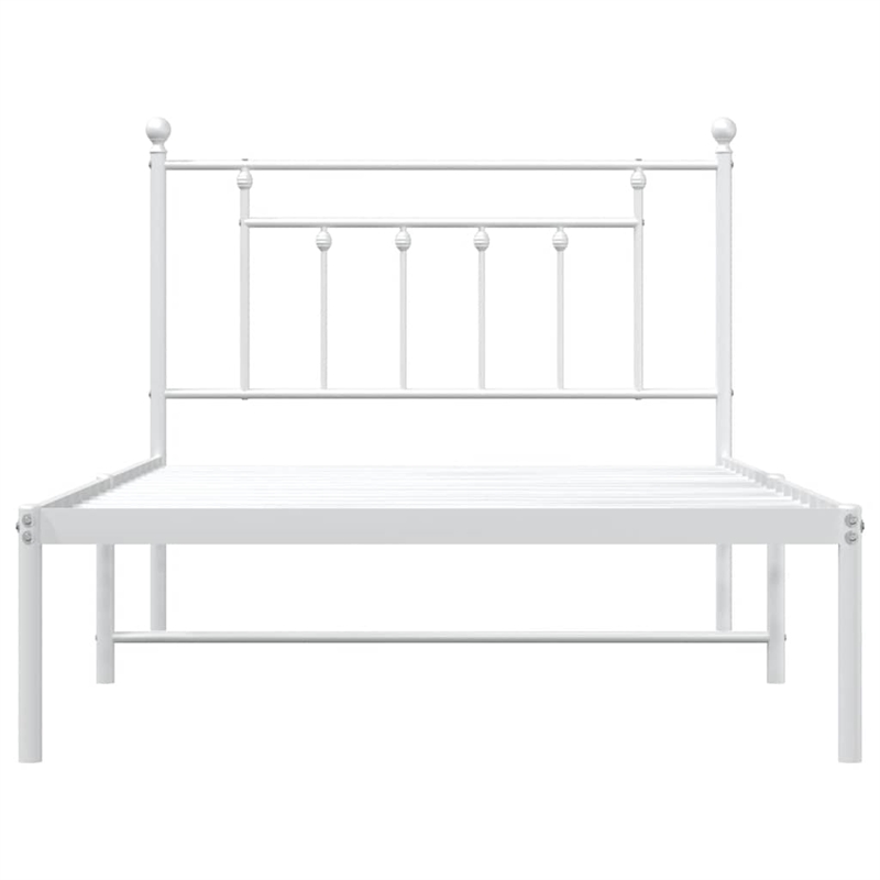 vidaXL Powder-Coated Steel Single Bed Frame in White