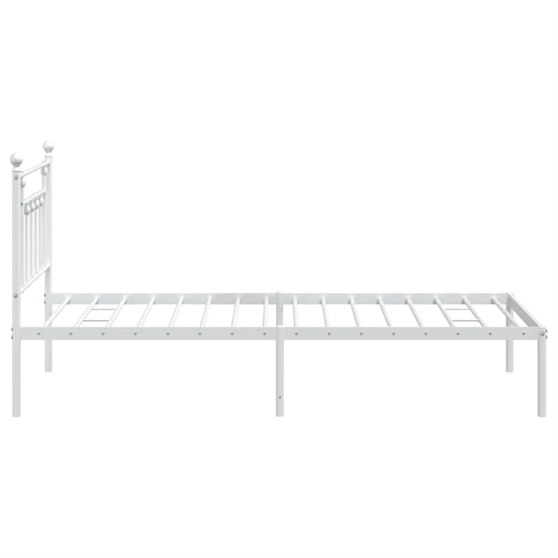 vidaXL Powder-Coated Steel Single Bed Frame in White