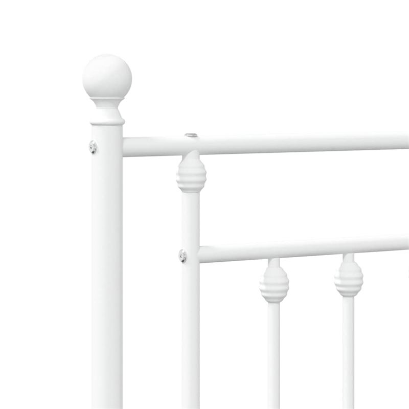 vidaXL Powder-Coated Steel Single Bed Frame in White