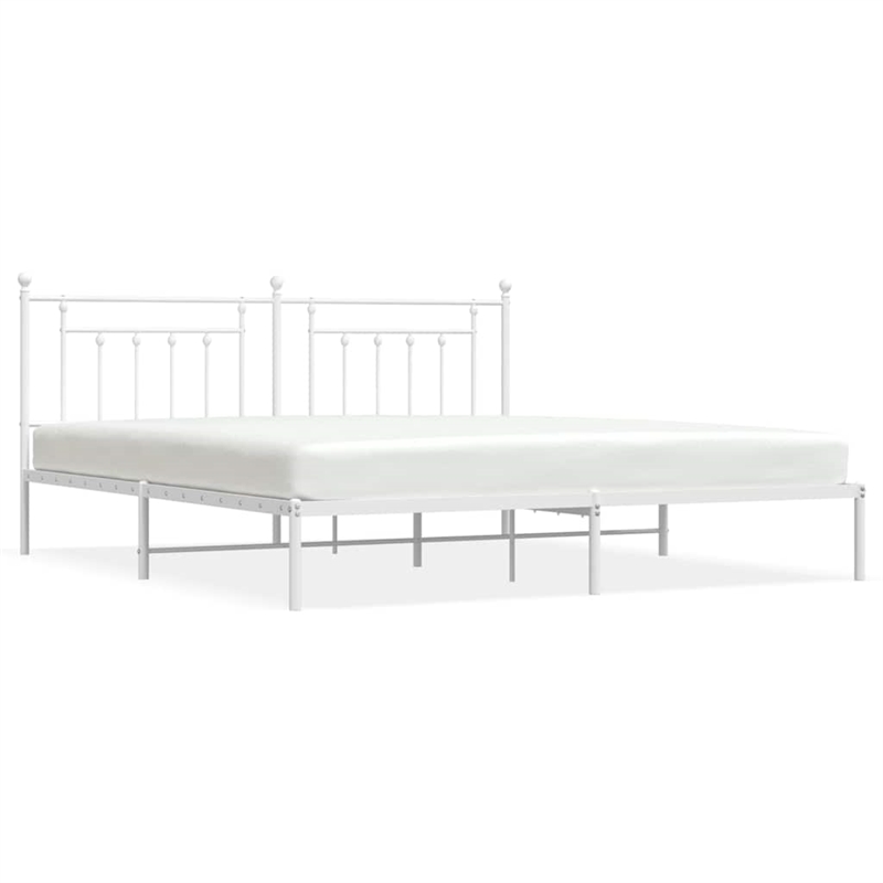 vidaXL 76 x 80 Powder-Coated Steel Bed Frame in White