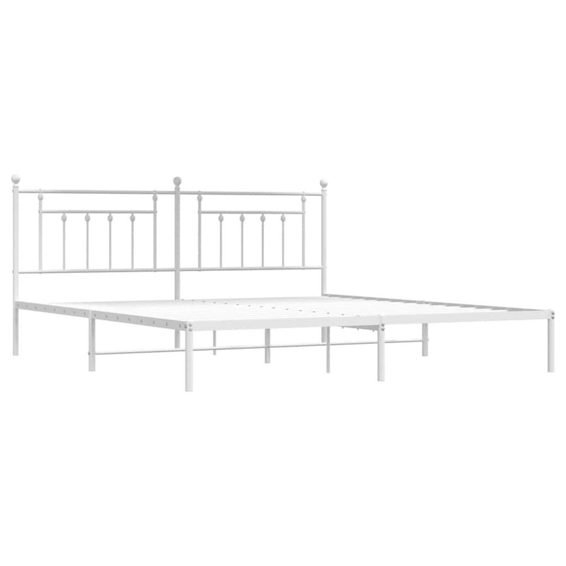 vidaXL 76 x 80 Powder-Coated Steel Bed Frame in White