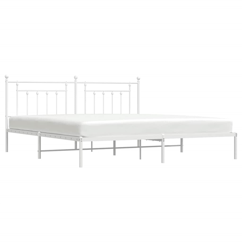 vidaXL 76 x 80 Powder-Coated Steel Bed Frame in White
