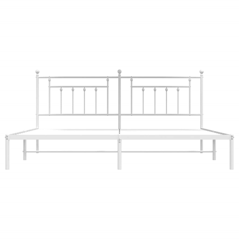 vidaXL 76 x 80 Powder-Coated Steel Bed Frame in White