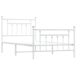 vidaXL Powder-Coated Steel Single Bed Frame in White