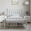 vidaXL Powder-Coated Steel Single Bed Frame in White