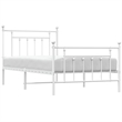 vidaXL Powder-Coated Steel Single Bed Frame in White