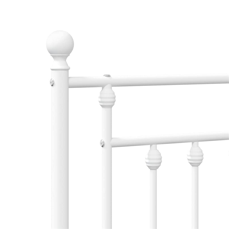 vidaXL Powder-Coated Steel Single Bed Frame in White