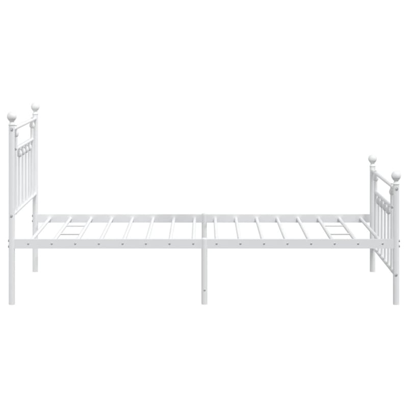 vidaXL Rectangular Powder-Coated Steel Twin Bed Frame in White