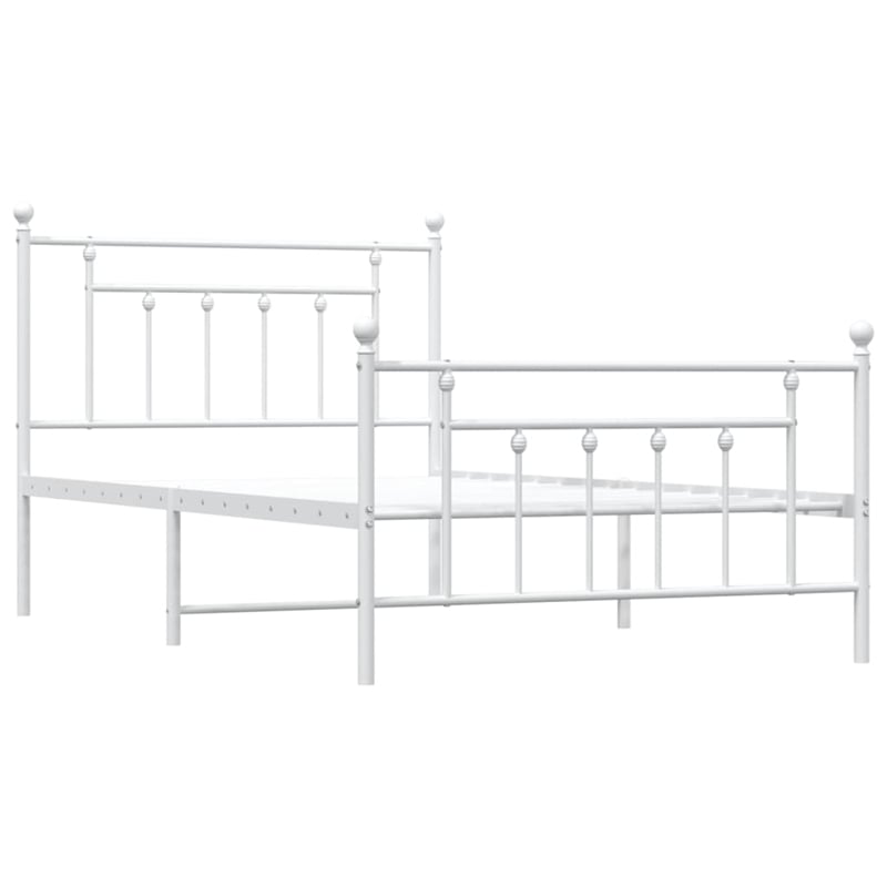 vidaXL Rectangular Powder-Coated Steel Twin Bed Frame in White
